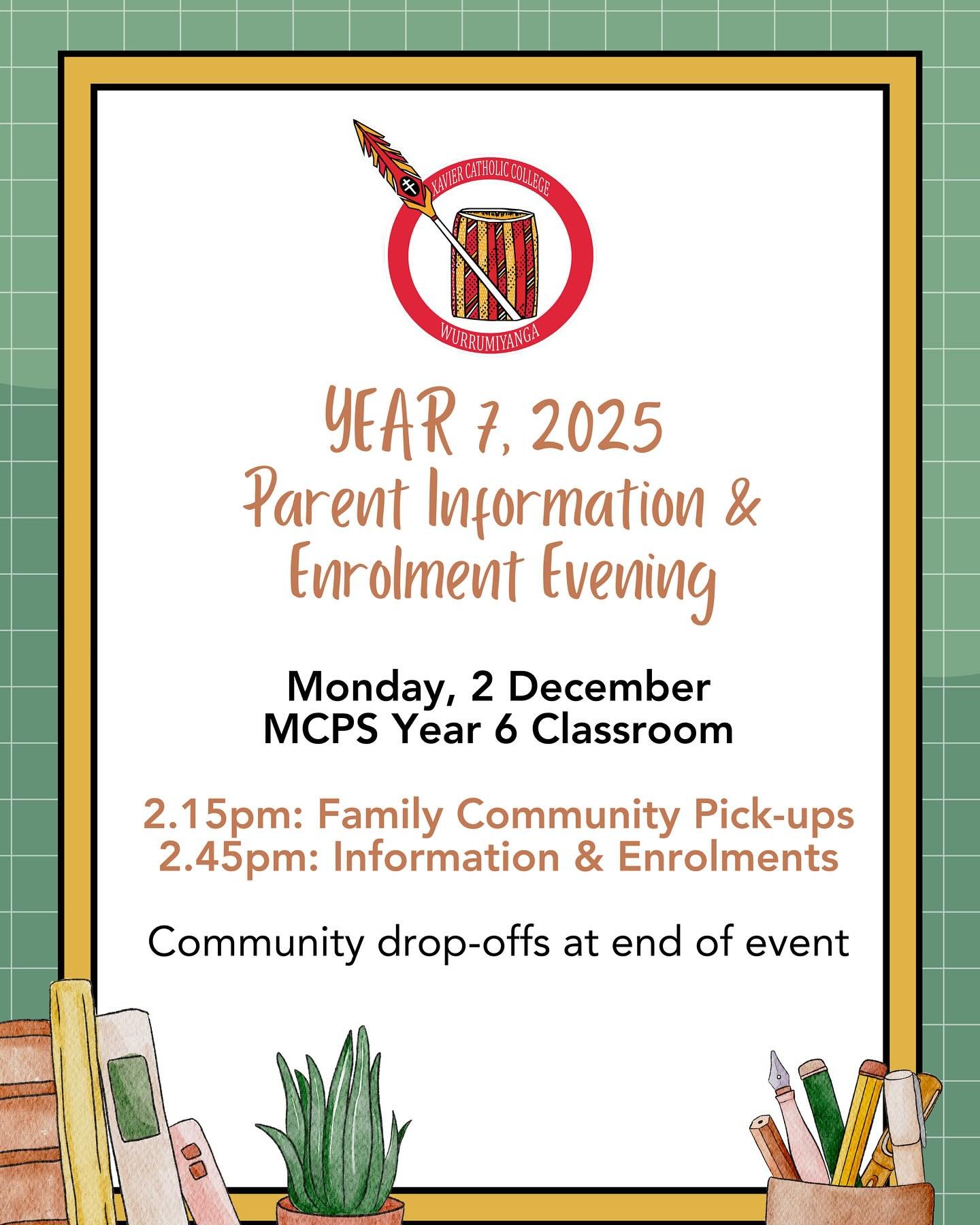 ❗️Important information for upcoming year 7 parents and families❗️This Monday at 2:15pm at MCPS. Hope to see families there and at Mass in the morning!